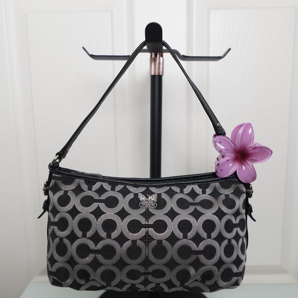 Coach Op Art Baguette Bag Black Silver Y2K